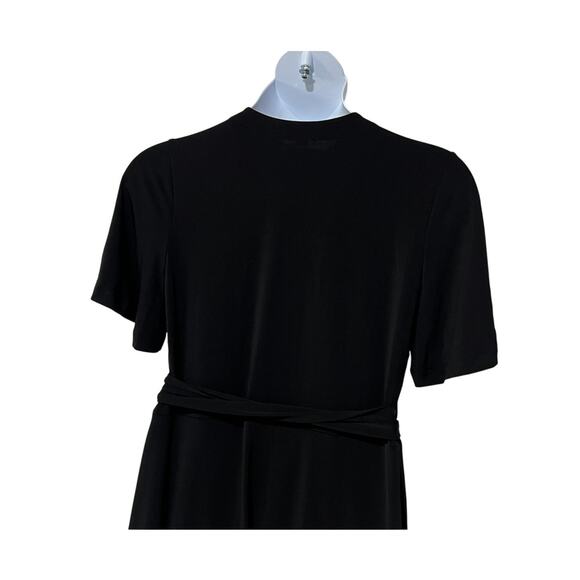 ANN TAYLOR WOMENS SIZE 14 COLORBLOCK BLACK & WHITE WRAP MIDI DRESS NEW - Picture 6 of 11